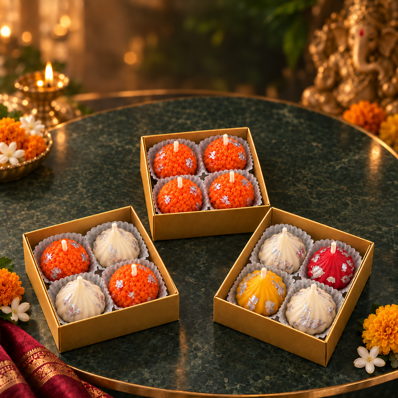 Modak & Ladoo Soy Wax Candle Gift Box