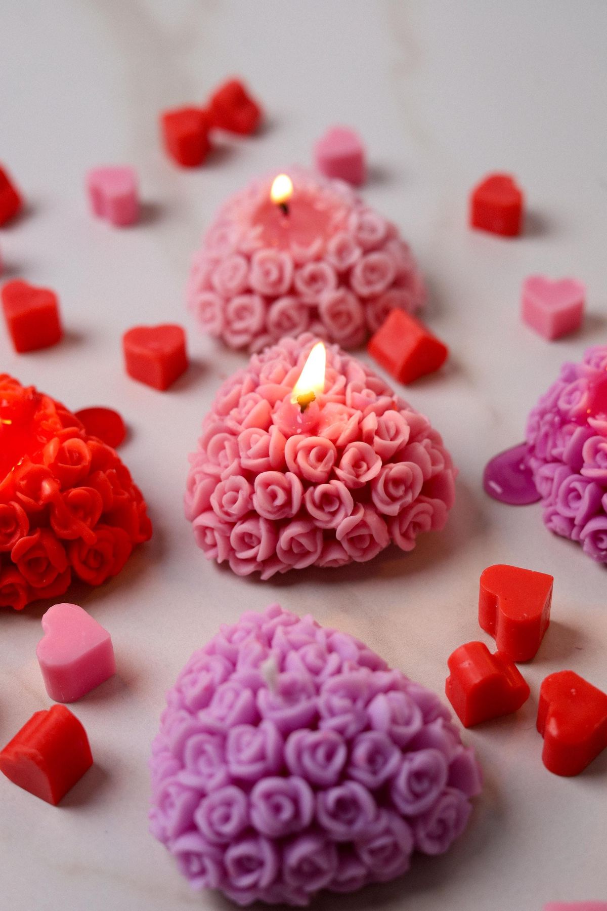 Heart Rose Love Candle