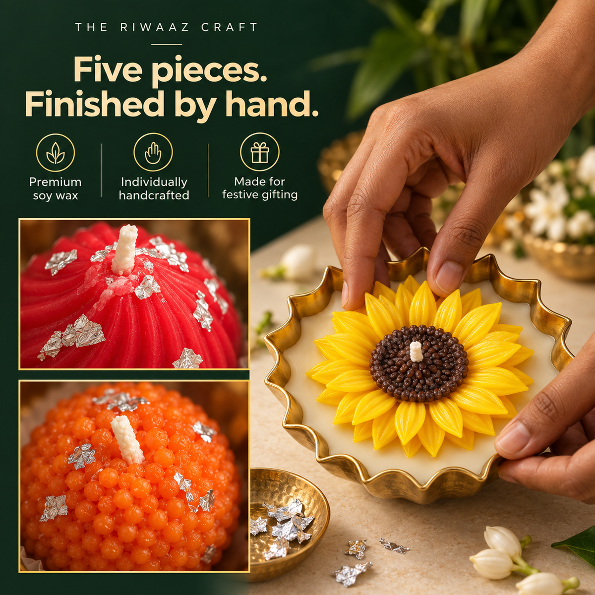 Ganpati Gift Set | Sunflower Urli & Mithai Candles