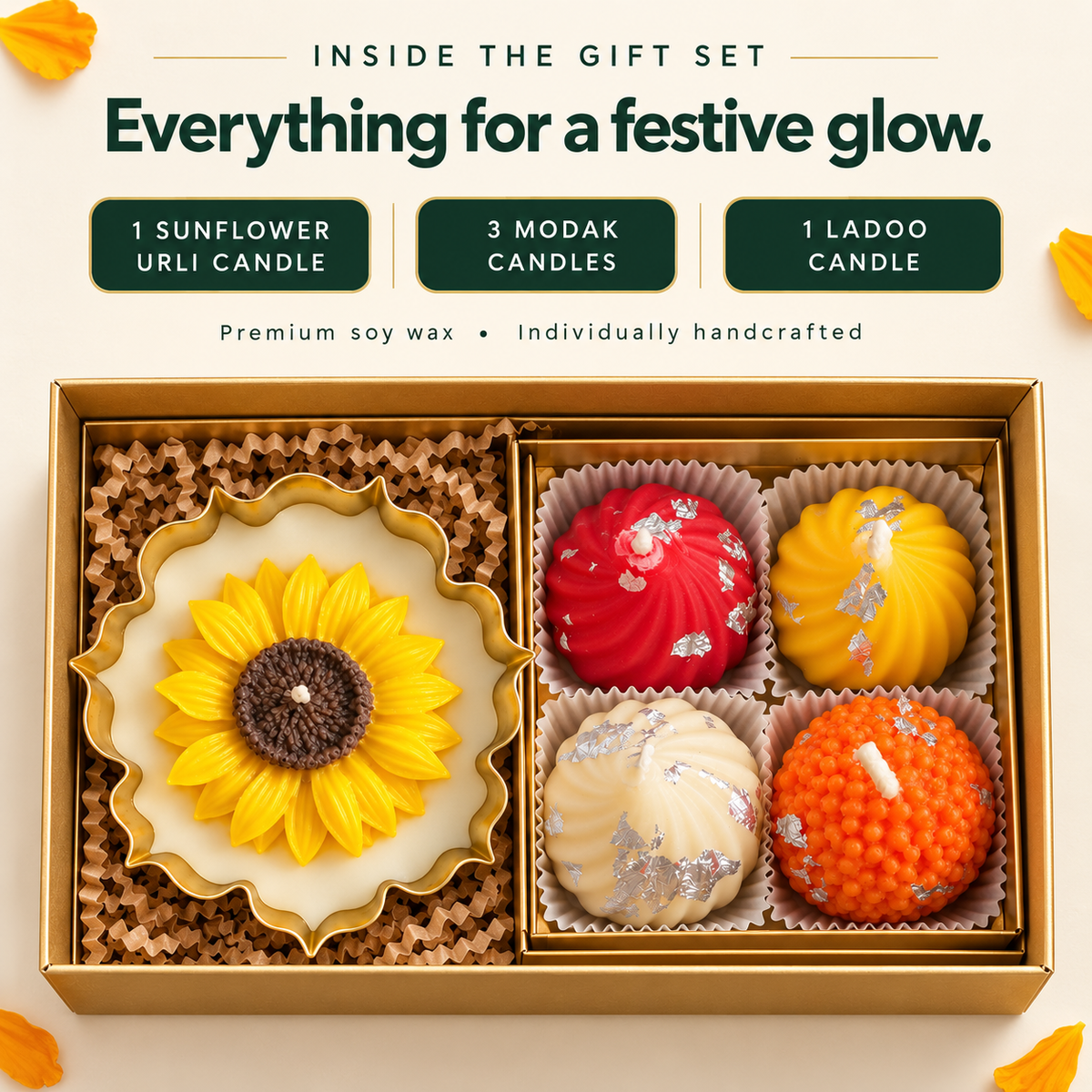 Ganpati Gift Set | Sunflower Urli & Mithai Candles