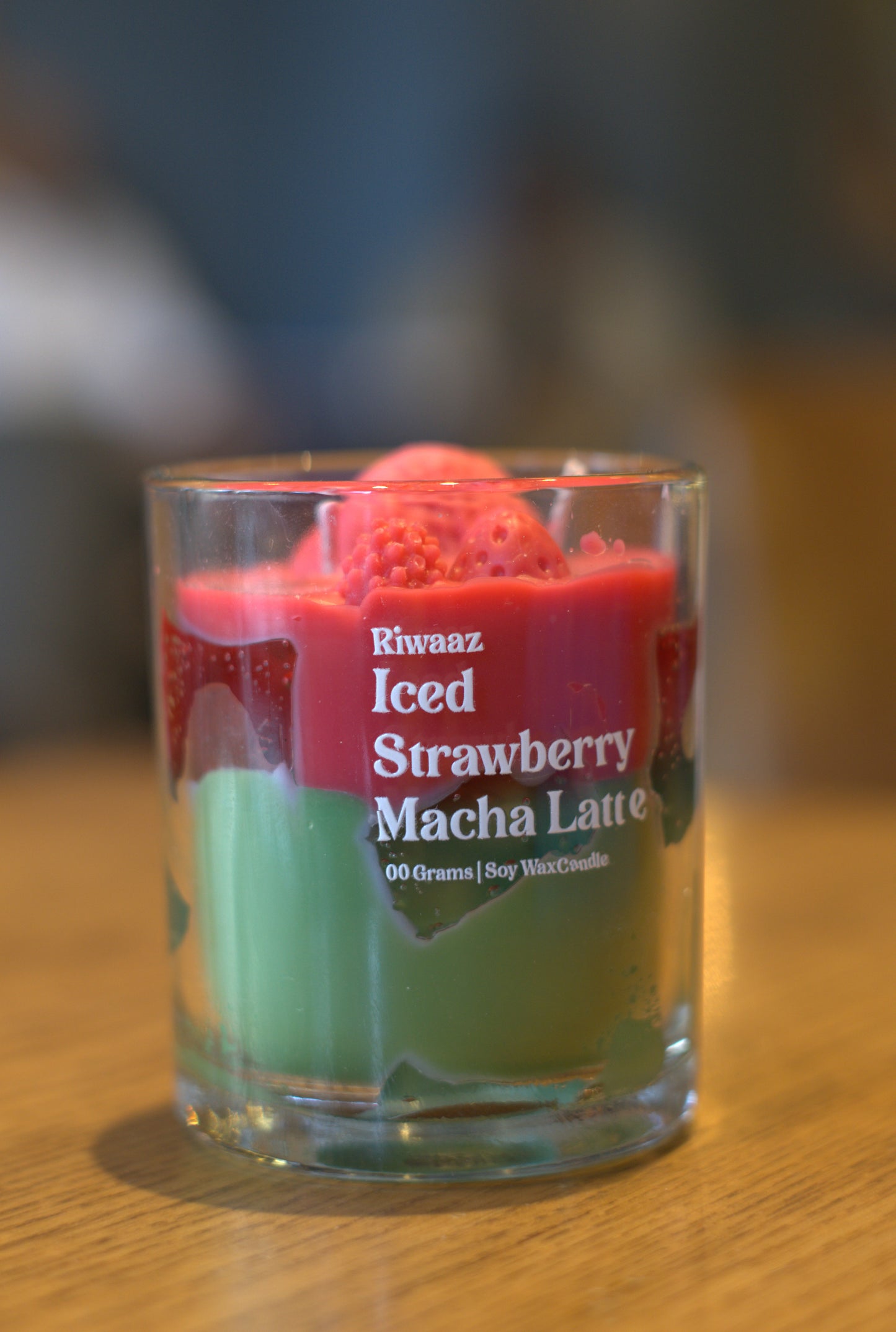Iced Strawberry Matcha Latte Candle - 350g Premium Soy Wax