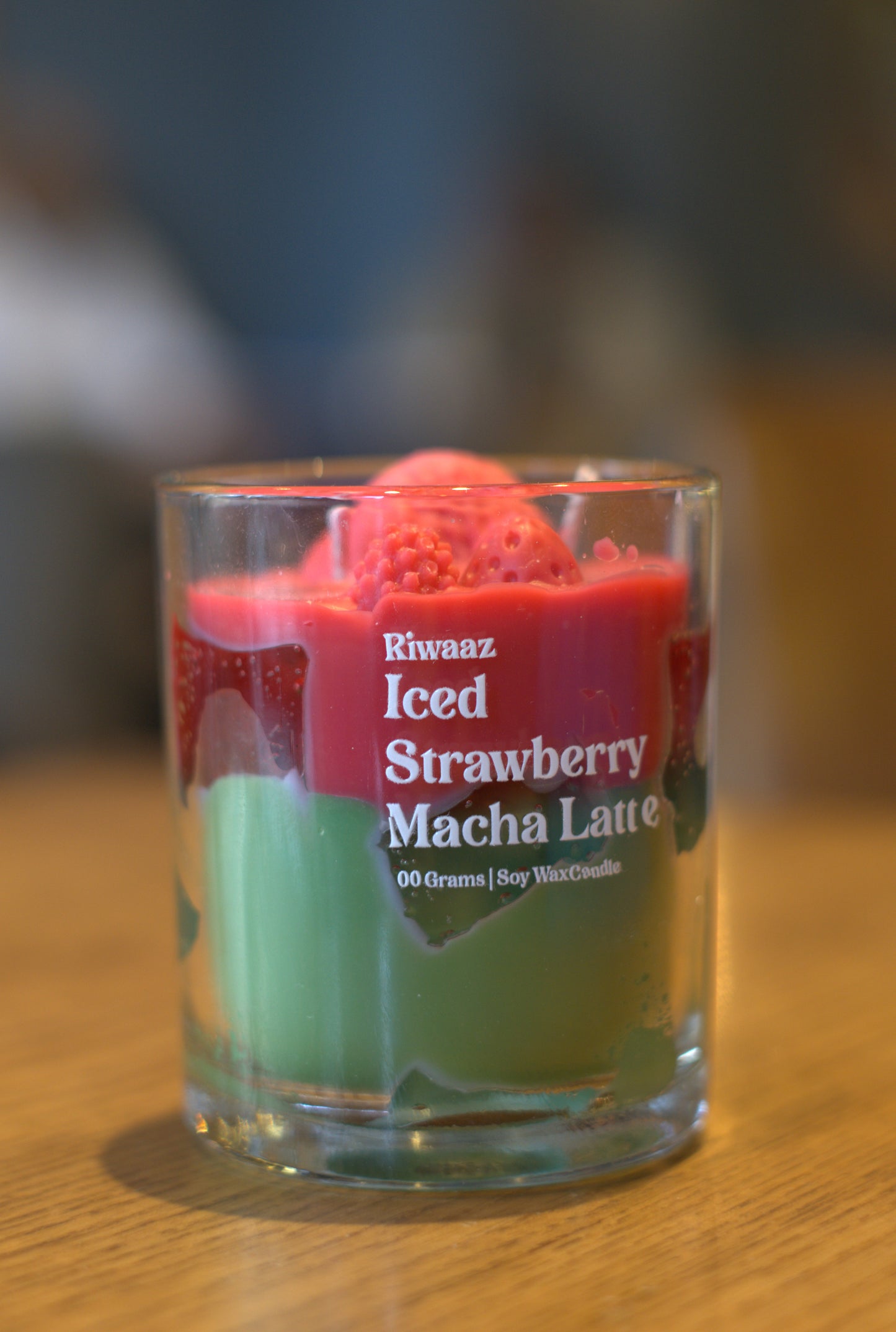 Iced Strawberry Matcha Latte Candle - 350g Premium Soy Wax