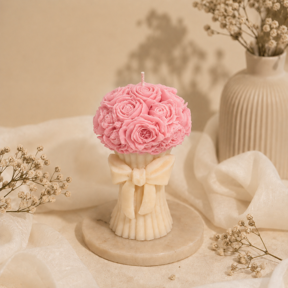 Rose Bouquet Pillar Candle