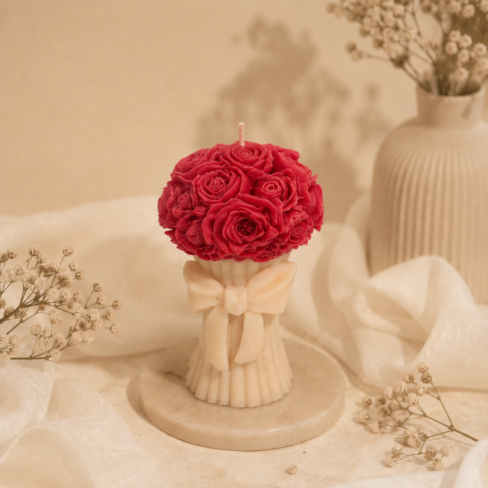 Rose Bouquet Pillar Candle